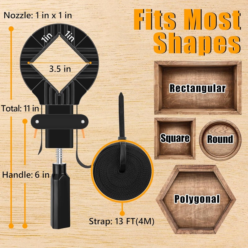 Feekoon 3 Packs 13 FT Belt Band Strap Clamps for Woodworking, Quick Release Band Clamps with 4 Corner Claws, Thick and Sturdy Belt Clamp, Adjustable Picture Frame Clamp Tool - Image 4